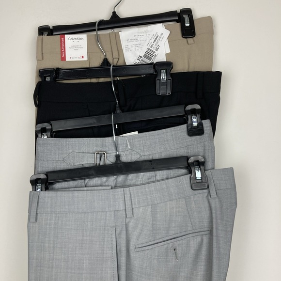 Calvin Klein Dress Pants Lot of 4 Mens 33Wx32L Slim Fit Flat Front F01007